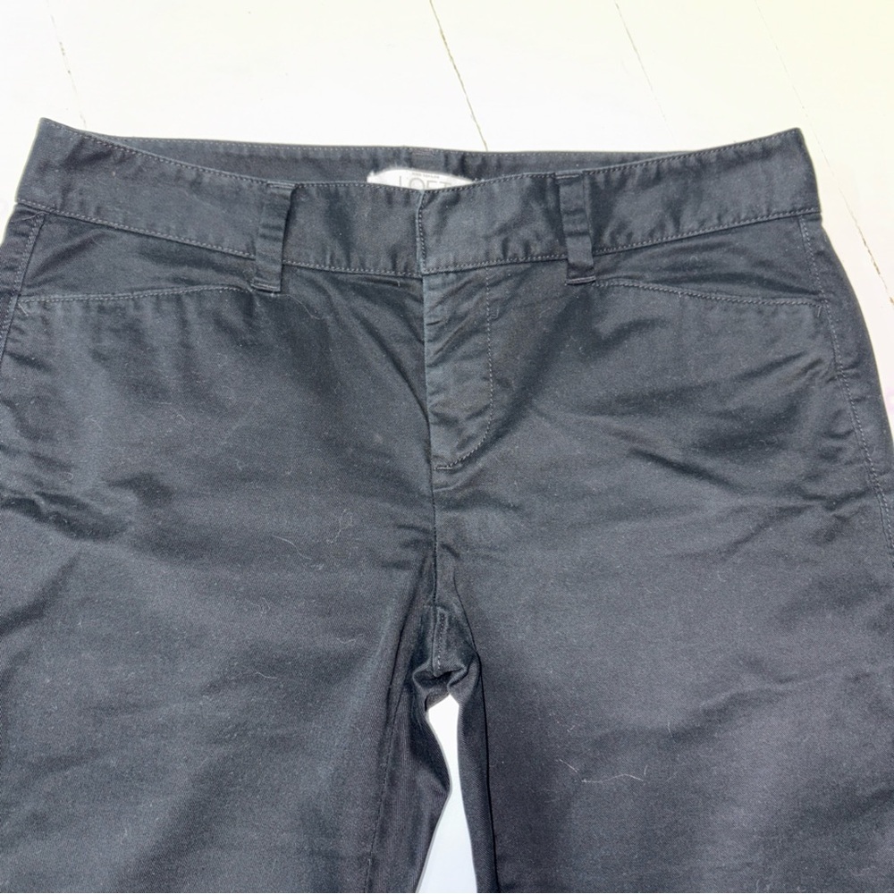 LOFT Cotton Black zipper ankle Trousers